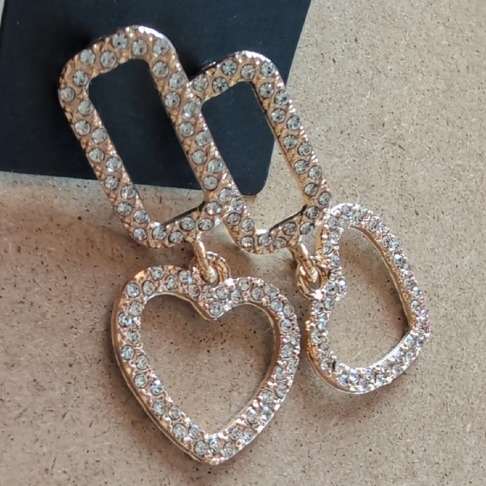Gold Heart Dangle Earrings